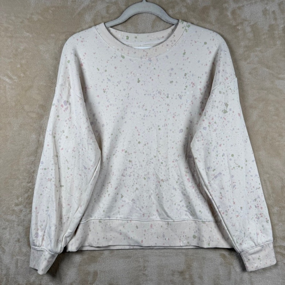 Anthropologie Cream Pastel Paint Splatter Sweatshirt XS Relaxed Crewneck
